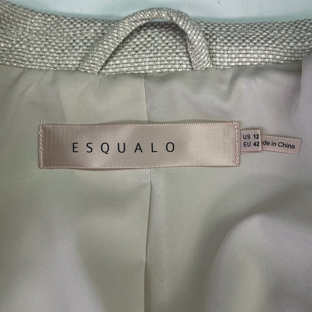 Esqualo Womens summer nubby sand colored ruched 3/4 Sleeve Blazer Size 12 - Picture 9 of 14